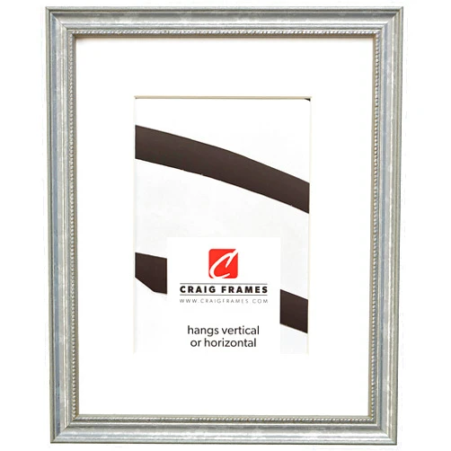 Craig Frames 314SI 16 x 20 Inch Ornate Silver Picture Frame Matted to Display a 11 x 14 Inch Photo