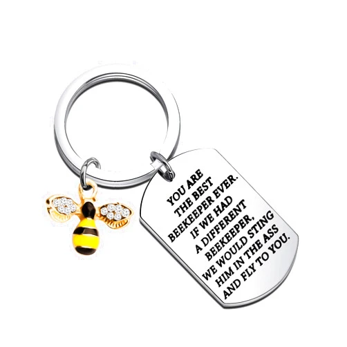 FEELMEM Beekeeper Gift The Bee Whisperer Gift You are The Best Beekeeper Ever Honey Bee Keychain Beekeeping Gift