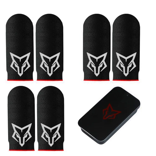 Rinsfox Mobile Phone Game Finger Sleeves [6pcs], Anti-Sweat Breathable,Gaming Sleeve,Thumbs Finger Gloves Cover Sleeve for League of Legend, PUBG, Rules of Survival, Knives Out (Black [Carbon Fibre])