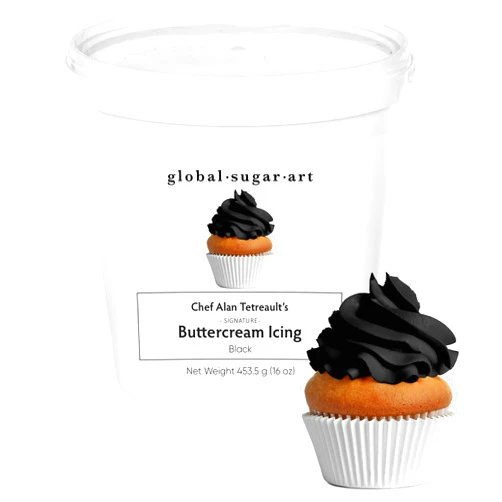 Global Sugar Art Cake & Cupcake Buttercream Frosting, Decorator Icing Midnight Black, Firm, 16 Ounces by Chef Alan Tetreault