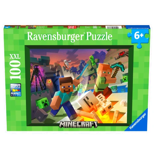 Ravensburger Monster Minecraft 100 Piece Puzzle for Kids | Engaging Imagery | Durable XXL Pieces | Easy to Clean Matte Finish | Ideal for Ages 6-8