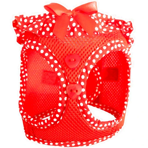 DOGGIE DESIGN Choke Free Harness - Red Polka Dot (Medium)