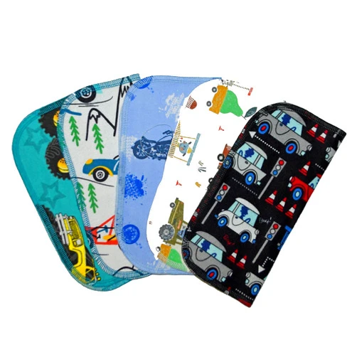 Gina's Soft Cloth Shop 1 Ply Printed Flannel Little Wipes 8x8 Inches Set of 5 Zoom Zoom- Proudly Made in the USA!
