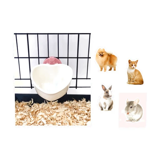 Choco Nose Patented Removable Heart Shaped Food Bowl for Dogs/Puppies/Rabbits/Cats/Guinea Pigs/Chinchillas/Birds -Water Dish for Small Pets or Animals - for Wire Cages or Crates 8 oz, Pink (C607)