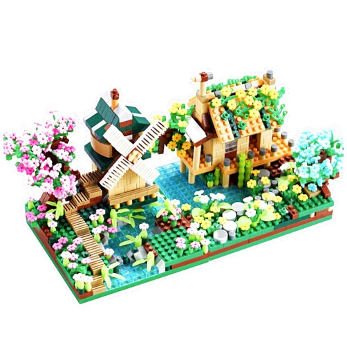 JXRLMB Botanicle Collection Sakura Tree House Micro Blocks Building Set for Adults Toy Friendship Windmill Cherry Blossom Tree Flowers for Girls 2 Sets