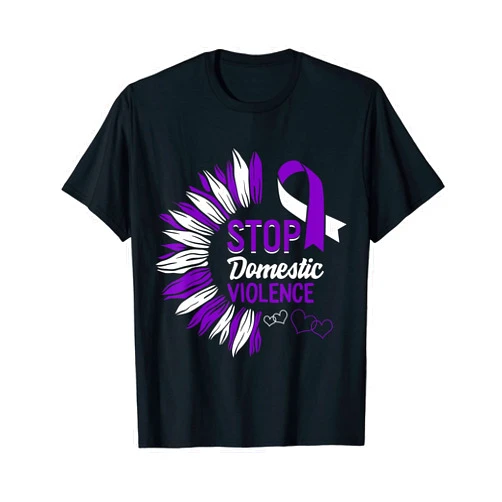 Domestic Violence Tees by WaitForjuly Co. Stop Domestic Violence Awareness Warrior Sunflower Women T-Shirt