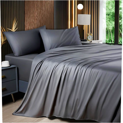 Shilucheng 4-Piece Queen Size Sheets Set，Blend of 60% Rayon Derived from Bamboo_ and 40% Polyester，Cooling Bed Sheets, Silky Bedding Sheets & Pillowcases, 16 Inch Deep Pockets (Queen,Dark Grey)