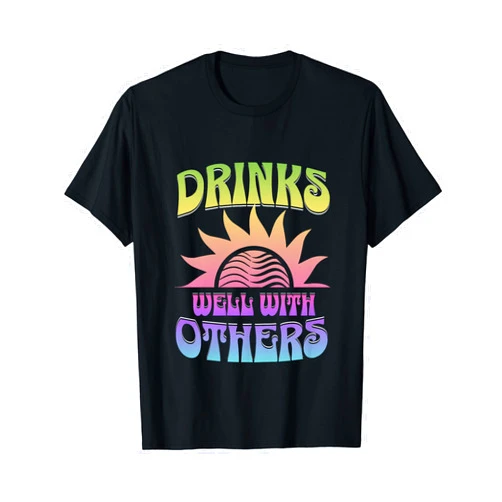 Summer Groovy Vacation Drinks Well With Others Funny Summer Groovy Beach Vacation Drinks Well With Others T-Shirt for Men Women