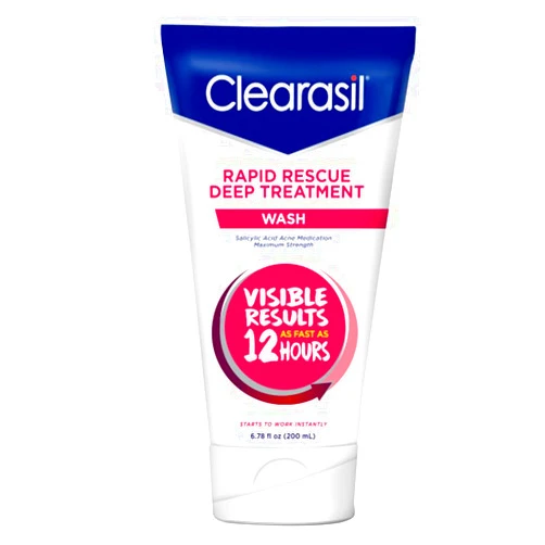 Clearasil Rapid Rescue Deep Treatment Acne Face Wash, Maximum Strenght with 2% Salicylic Acid Acne Medication, Acne Facial Cleanser, 6.78 fl oz