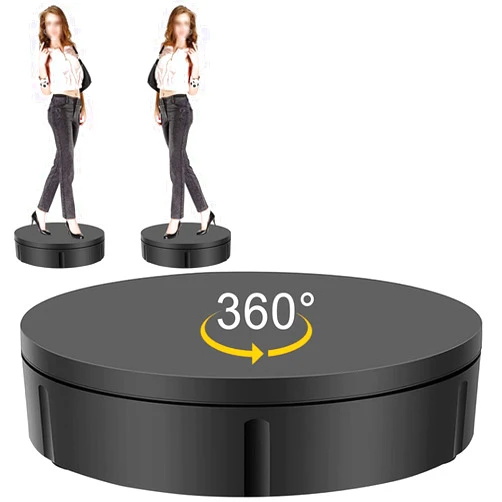 PRABOS Motorized Rotating Display Stand 360° Electric Turntable with 5 PVC Backgrounds, 330Lb Load for Display Heavy Duty Product