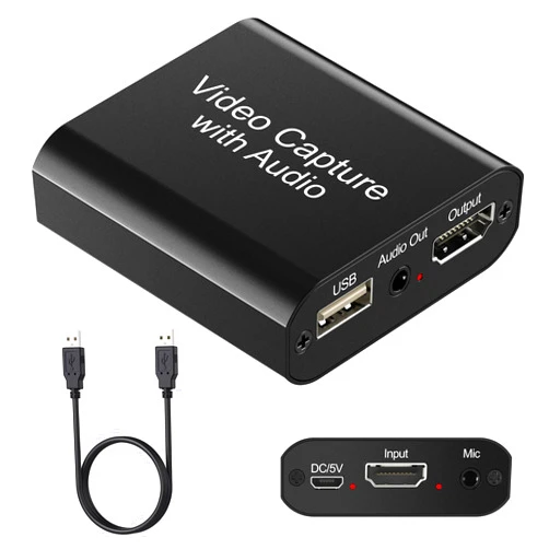 VIXLW Capture Card, Audio Video Capture Card with Mic and HDMI Loop-Out, 1080p 60fps 4K HDMI Capture Card Video Recorder for Gaming/Live Streaming/Conference, Works for Nintendo Switch/PS5/Camera/Xbox/OBS