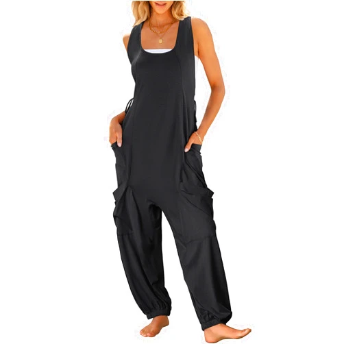 ANRABESS Women Overalls Jumpsuits Loose Casual Dressy Sleeveless Baggy Harem Pants Romper Jumpers 2025 Trendy Summer Outfits