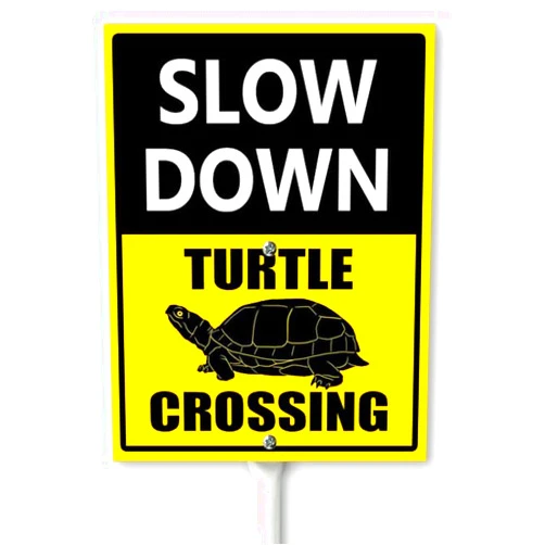 Lucidhisun Slow Down Sign,Turtle Crossing Yard Sign with Stakes 8in×12in, Sturdy Aluminum Yard Signs Rust Free, Garden House Yard Decor 