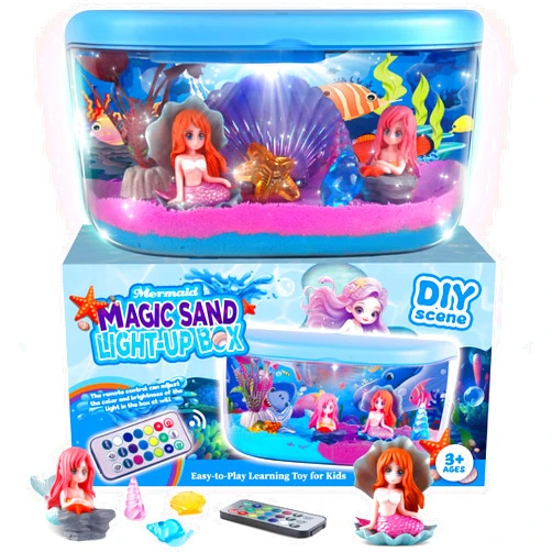 Tacopet Mermaid Terrarium Kit for Girls - DIY Light Up Crafts for Kids Night Light with Remote - Mermaid Toys for Girls 6-8, Fun Birthday Easter Christmas Gift for 4 5 6 7 8-12 Year Old Girl Kids Sand Crafts