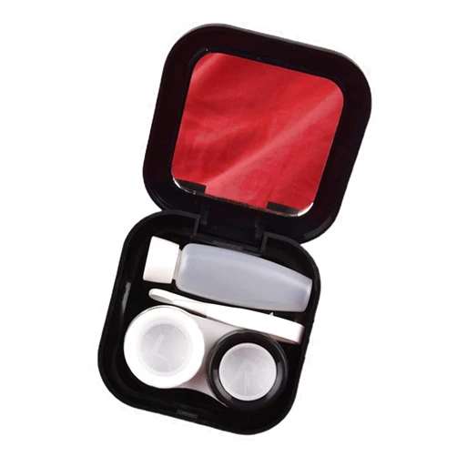 BESUFY Eye Contact Lenses Box Mini Contact Lenses Travel Kit Clear Printing Good Sealing Black