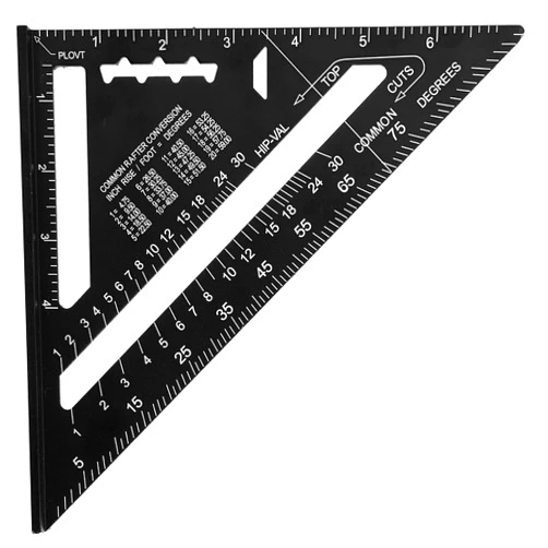 Beslands Aluminum 7-inch Rafter Square Carpenter Layout Tool Alloy Triangle Ruler Protractor （Imperial）