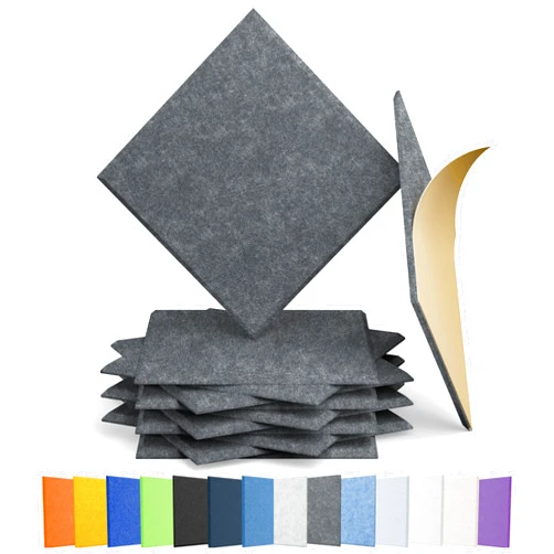 Amantech 12 Pack Acoustic Panels Self Adhesive Sound Proof Foam, High Density Sound Acoustic Panel, 12X12X0.4 Inch Square Panels in Home, Office, Reccording Room, Studio,and more(Moonlight Grey)