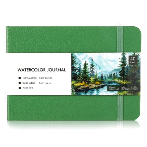 Prudiut 40 Sheets Watercolor Journal 4x6in, 140 lb/300 GSM Watercolor Sketchbook Cold Press Watercolor Paper Watercolor Notebook for Art Painting, Drawing, Mixed Media