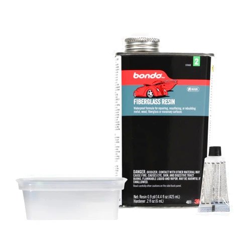 3M Bondo Fiberglass Resin 0.9 Pint, Stage 2, Waterproof Formula for Repairing, Resurfacing, or Rebuilding Metal, Wood, Fiberglass or Masonry Surfaces (401)