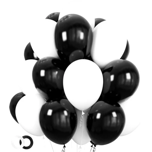 ASIYUHY 100pcs Black and White Balloons 12 Inch Thickened Latex Balloons for Birthday Wedding Graduation Party Decorations (Black White balloon)