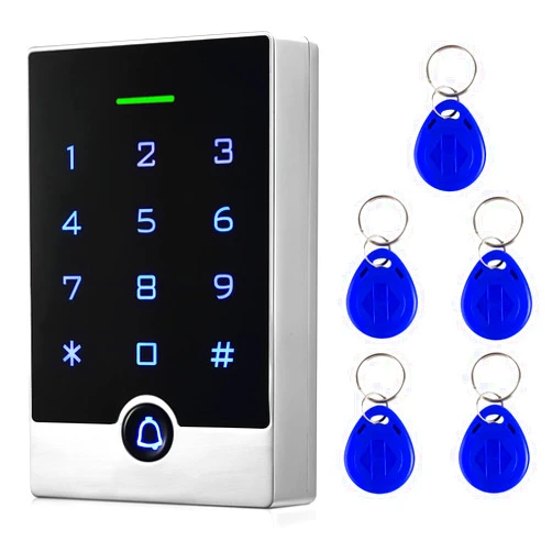 Toncont Security Door Access Control Keypad, RFID Keypad with ID Key Fobs, Stand-Alone Reader, Support 2000 Users, for Swing Slide Gate Opener Gate Operator and Access Control Security System