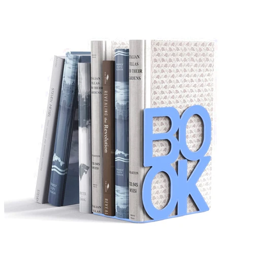 Shikaman Book Ends - Decorative Metal Book Ends Supports for Bookrack Desk,Books, Unique Appearance Design,Heavy Duty