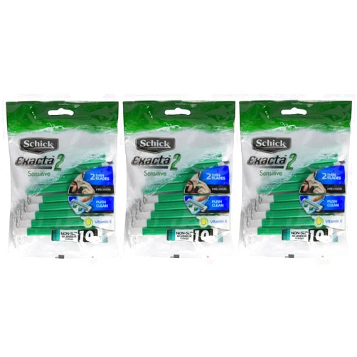 Wuiil Schick Exacta2 Sensitive Disposable Razor 30p (10 Count x 3Pack)