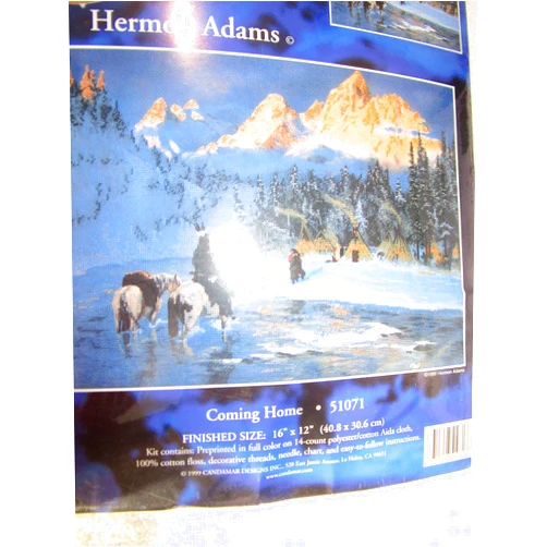 Candamar Designs Embellished Printed Cross Stitch ~ Coming Home ~ Native American Scene