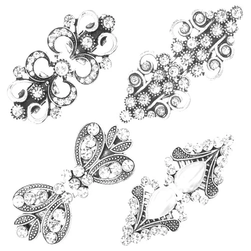 Aphumedc 4 PCS Cloak Clasp for Women, Vintage Shirt Clips for Clothing, Elegant Clothing Cinch Clasps, Silver Shawl Pins, Sweater Shawl Clips, Rhinestone Shawl Shirt Cardigan Scarf Cinch Clips,