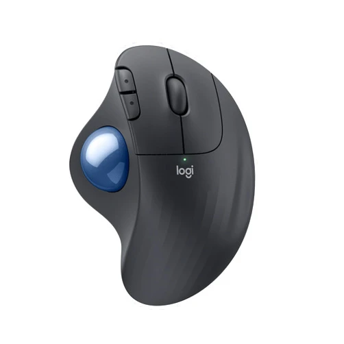 Logitech Ergo M575S Wireless Trackball Mouse, Wireless Ergonomic Mouse with Bluetooth and Encrypted Dongle, Comfortable Thumb Control, Precise and Smooth Tracking, for PC/Mac - Graphite Blue Ball
