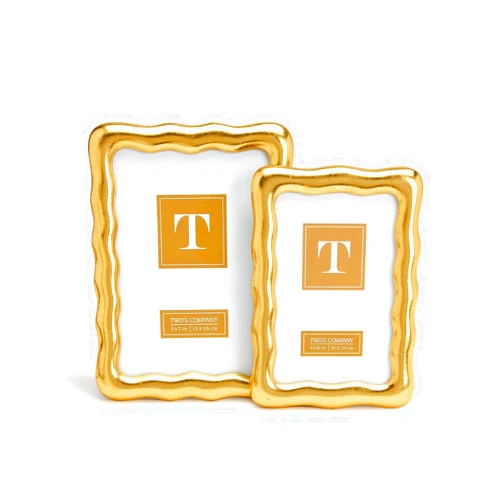 Two's Company Golden Ore Set of 2 Photo Frame in 2 Sizes: 4