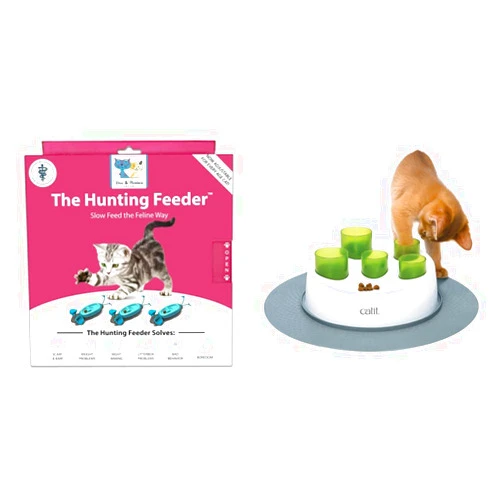 SPOT Ethical Pet Products 68000719: Cat Feeder Indoor Hunting & Catit Senses 2.0 Digger Interactive Cat Toy, All Breed Sizes