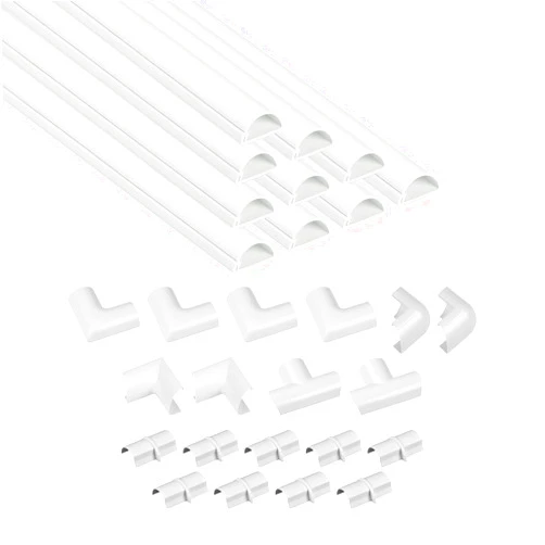 D-Line 157in Cord Cover Kit, Self-Adhesive Wire Hiders, Paintable Cable Raceway to Hide Wires on Wall, Electrical Cable Management - 10x 15.7 Lengths & 19 Accessories - 1.18