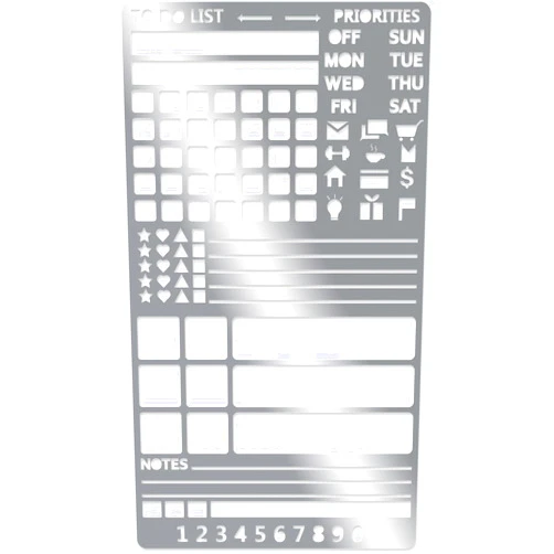 ANJIE + ASH Metal Journal Stencil for Bullet Journaling, Planning, Drawing, and DIY - Versatile Templates for Bookmark, Banners, Lines, Lists, Planner Stamps, Habit Tracker, Dot Journaling