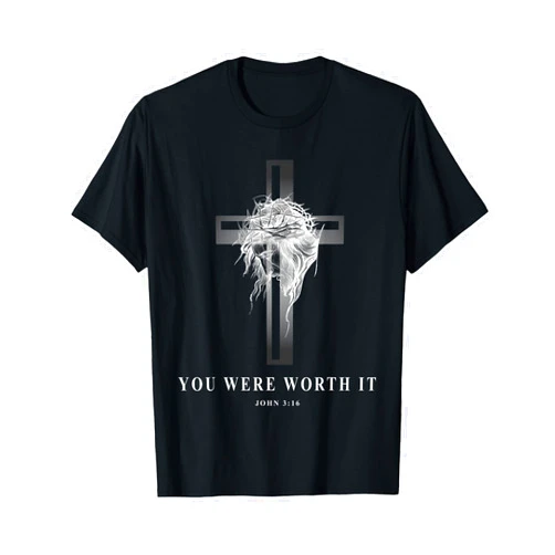 Mjr41 John 3:16 You Were Worth It Christian T-Shirt