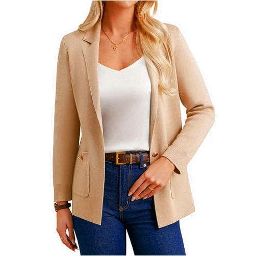 GRACE KARIN Women Sweater Blazers Business Casual Long Sleeve Work Cardigan Open Front Lapel Suit Jackets with Pockets