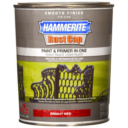 Hammerite 44210 Rust Cap Rust Preventative Paint Smooth Finish Bright Red 1 Qt