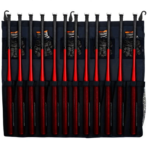 MJFSGYO Hanging 12 Bats Baseball/Softball Dugout Organizer, Hanging Bat Bag, 600D Oxford Fabric with Reinforced Fence Hook, Baseball Coaching Accessorie