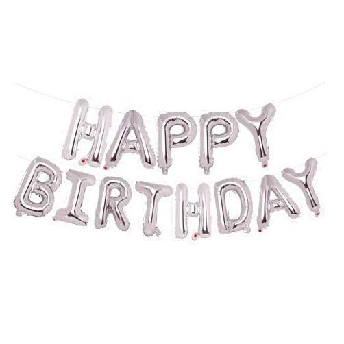 PIGETALE Silver Happy Birthday Balloons Banner, 16 Inch 3D Aluminum Foil Inflatable Hanging Letter Kit Set, Mylar Happy Birthday Sign Banner, Ecofriendly Party Decorations for Women Men Boys Girls