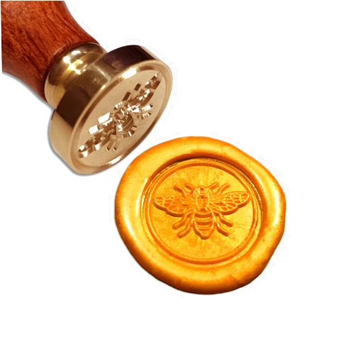 YuYww Bee Wax Seal Stamp, Vintage Retro Brass Head Wooden Handle Removable Sealing Stamp, Ideal for Embellishment of Envelopes, Invitations, Wine Packages, etc