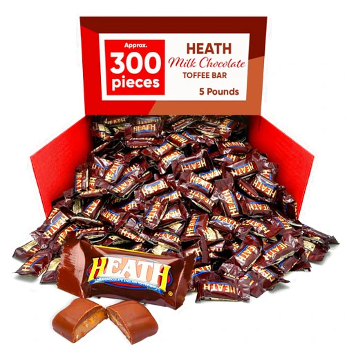CHAIN & JO SWEETS Sweets Heath Toffee Bar Miniatures - 5 Pounds approx 300 mini Candy Bars - Smooth and Crunchy Bites - Individually Wrapped Candy Pieces - Mini Candy Bars Chocolate Toffe