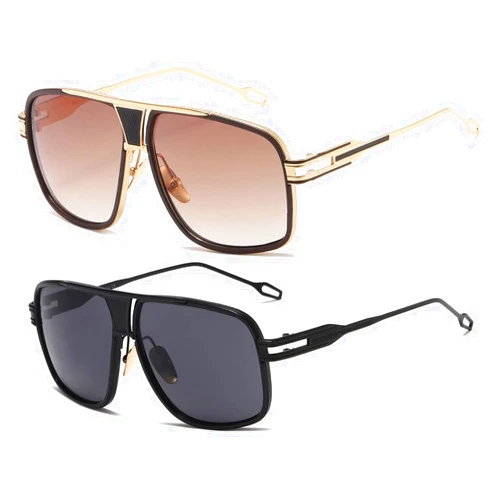 AEVOGUE Sunglasses For Men Goggle Alloy Big Frame Metal Punk Style Shield AE0336