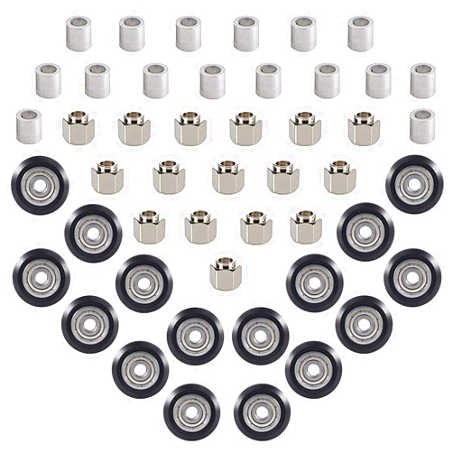 SeekLiny 48 PCS 3D Printer POM Pulley Wheel Set with Pulley Bearing Included 16 PCS Pulley Wheels 16 PCS Eccentric Spacer 16 PCS Round Column for Creality Anycubic Anet Series 3D Printer Ender 3