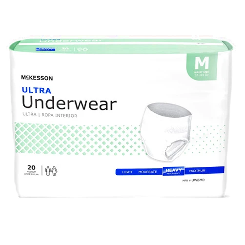 McKesson Ultra Underwear, Incontinence, Heavy Absorbency, Medium, 80 Count