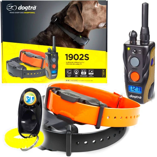 Dogtra 1902S 2-Dogs Remote Training Collar - 3/4 Mile Range, IPX9K Waterproof, Rechargeable, 127 Training Levels, Vibration - Includes PetsTEK Dog Training Clicker