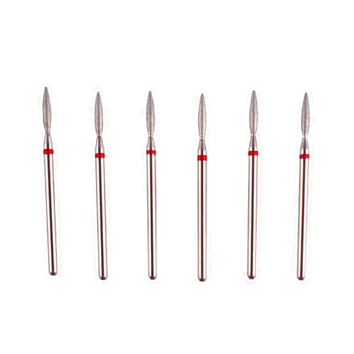 MZCMSL Flame Cuticle Drill Bit Set with Case, 6pcs Pro Diamond Nail Bits for Nail Salon Manicure