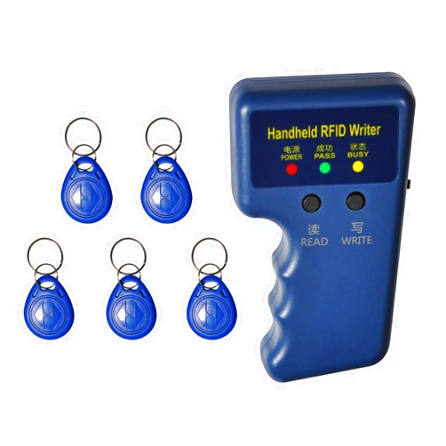 XIXEI 125KHz Proximity ID Duplicator for HID and AWID and Paradox Cards or keyfobs Handheld RFID Writer + 5 pcs Writable Key Fobs