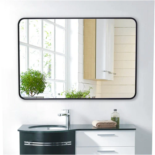 SILD Bathroom Mirror Black Rectangle Wall Mirror 30 x 40 inch Large Wall Mounted Vanity Mirrors with Aluminum Frame, Hangs Horizontal Or Vertical, Rounded Corner