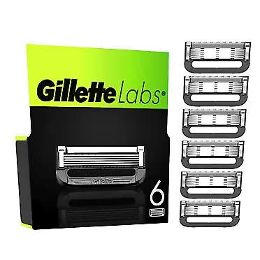 Gillette Labs Razor Blades Men, Pack of 6 Razor Blade Refills, Compatible with GilletteLabs with Exfoliating Bar and Heated Razor Razor Blades - Pack of 6