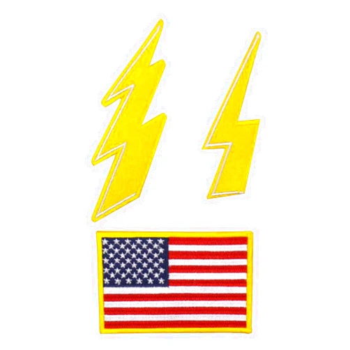 mokarier Lightning Bolt Patch Thunderbolt Flash Embroidered Patch US Flag Patch Iron on Logo Vest Jacket Cap Hoodie Backpack Patch Iron On/sew on Patch
